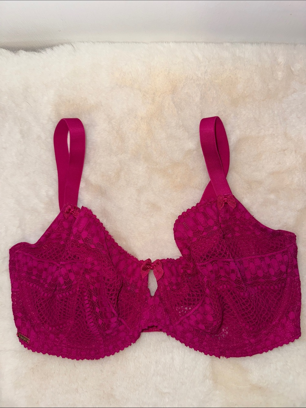 Valege Underwire Lace Bra Unlined Fuchsia Pink Women’s EU 75D US 34D